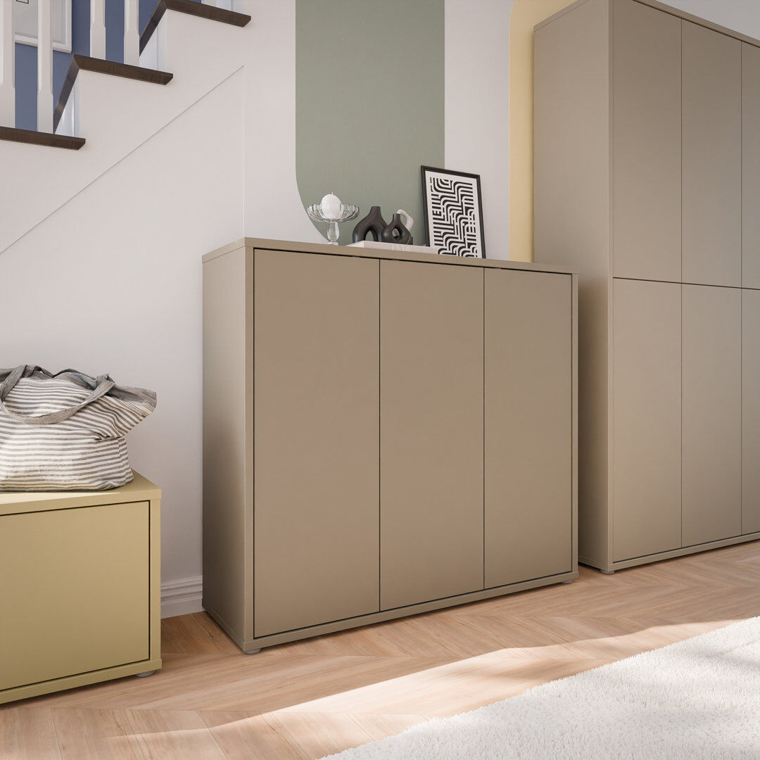 Ebern Designs Rylon 12 Pair Shoe Storage Cabinet Taupe 12