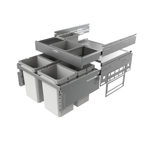 Naber, Cox Base 1T 600-4 mit Base-Board. Abfallsammler, hellgrau, Höhe 460 mm - Mülleimer