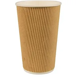 Papstar 200 Einweg-Kaffeebecher, Pappe `pure`, 0,4 l, doppelwandig Kaffee Glühweinbecher Heißgetränk Ripple Pappbecher