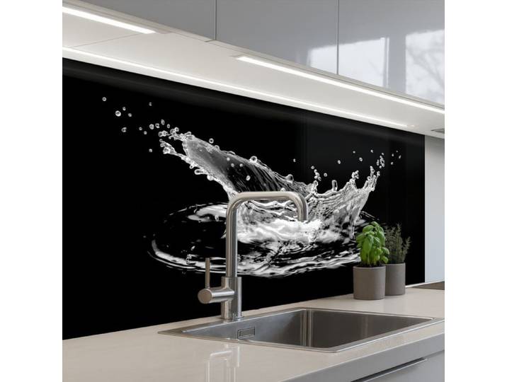 KitchenYeah dosseret de cuisine Eau - Splash - Eau - Noir 100x60cm