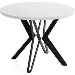 ESSTISCH Revena runder ausziehbarer, Weiß 120-200/120/76 cm