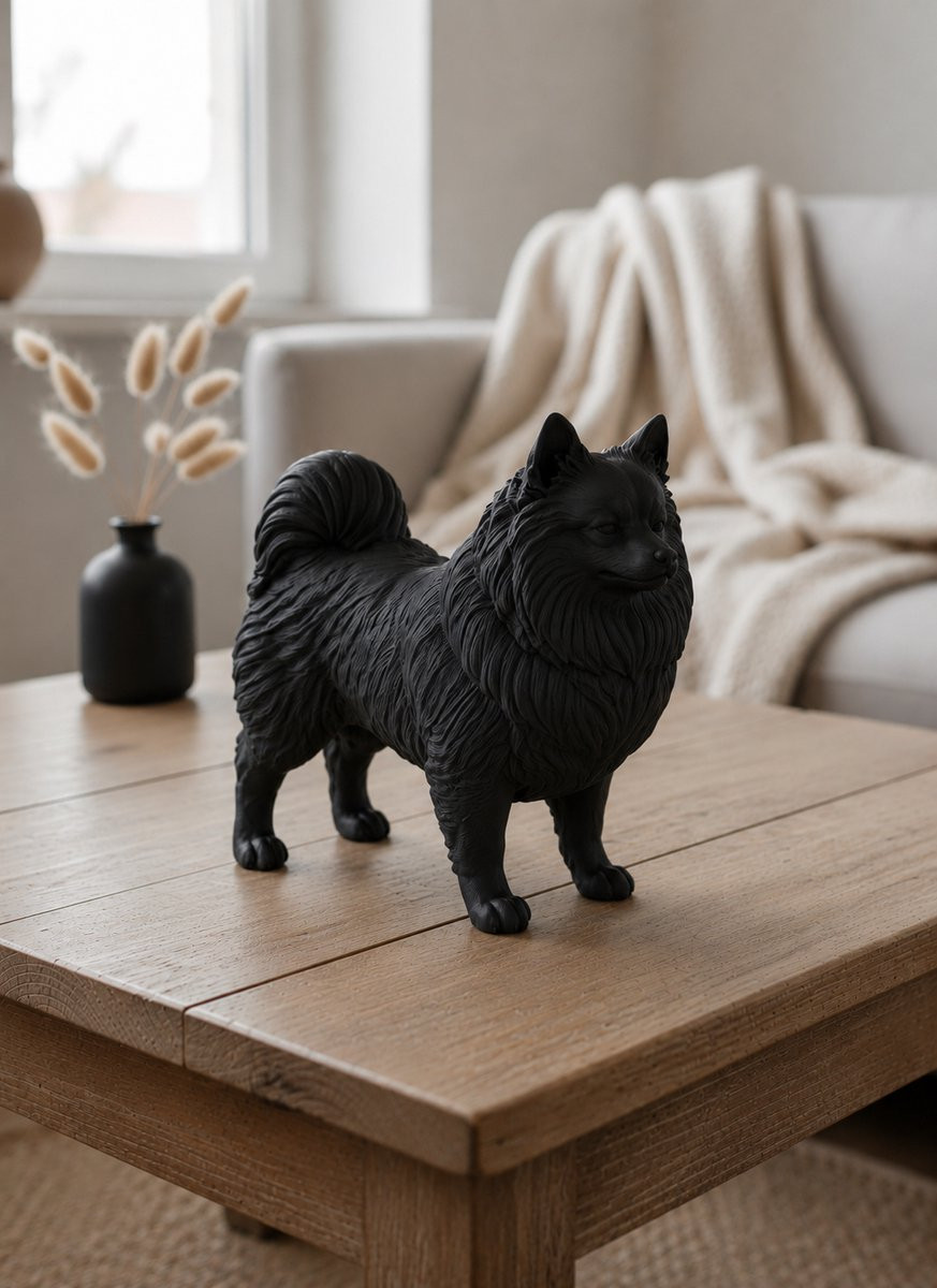 Decoratief Keeshond Hondenbeeldje - Zwart - 3D geprint