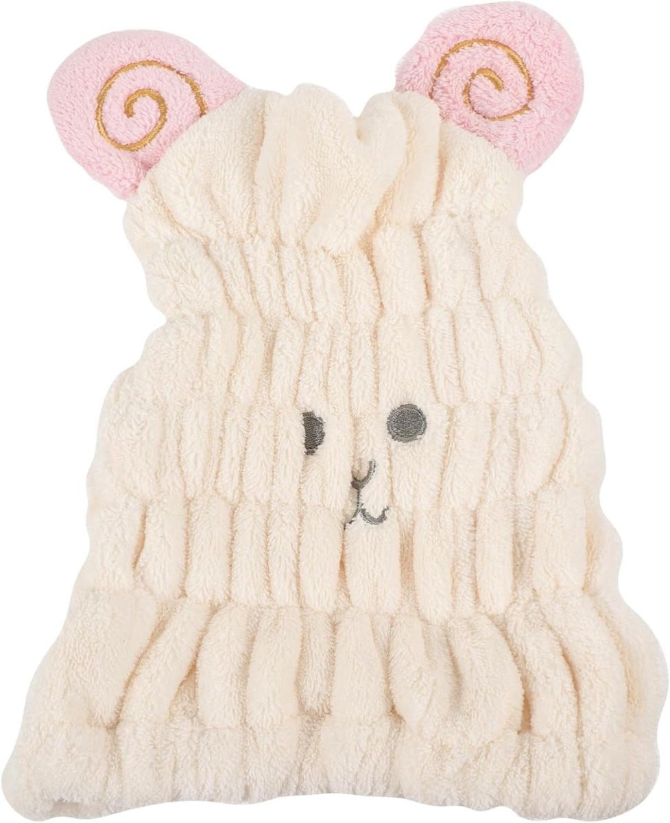 Haardroogkap Dierenborduursel Sneldrogende Hoofddoek Beige - 21 cm