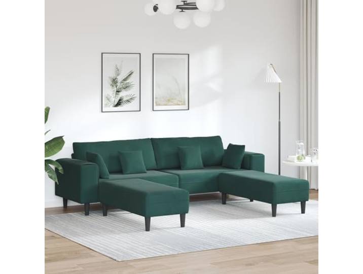 HEFZGDB Modernes Samtsofa 3-teilig Dunkelgrün 208 cm mit Kissen – Elegantes Wohnzimmer Sofa aus hochwertigem Samt und Holzwerkstoff, Bequeme Sitzfläche mit Federkern,