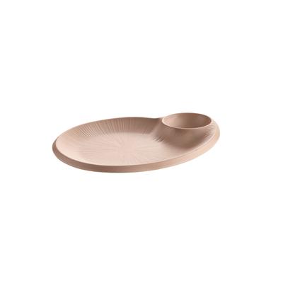 Teller APS "NERO, Melamin", beige (sand), B:20cm H:2,5cm L:24cm Ø:7cm, Melamin, Speiseteller, Melamin-Teller integriertes Dipschälchenstapelbar