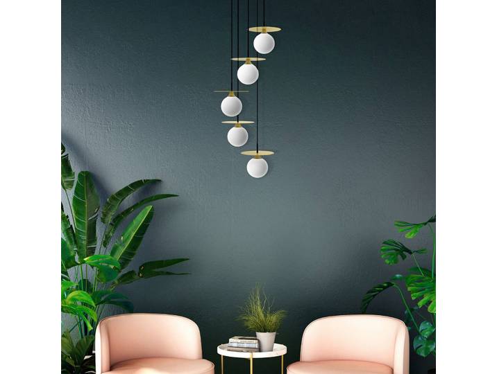 Aluminor Designer Hängelampe Cascade, dimmbar, messing / gold, für Wohn- / Esszimmer, Metall, Design, Pendelleuchte