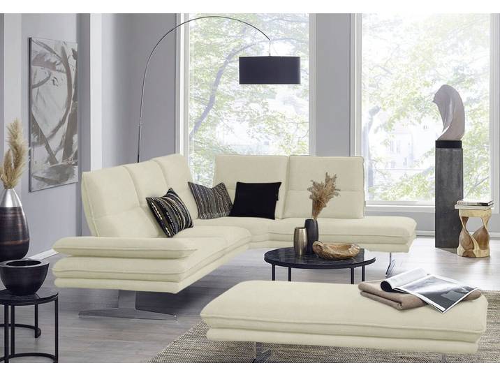 Ecksofa, Beige, 284x224 cm, Luxus-Microfaser, Sitztiefenverstellung, Modern, W.SCHILLIG