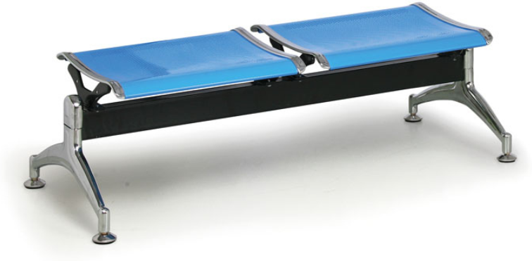 B2B Partner Wartezimmerbank, Traversenbank STRONG ohne Rückenlehne, 2 Sitzplätze, blau