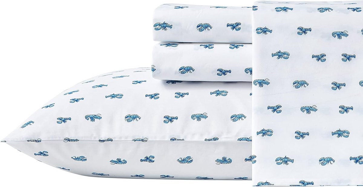 Blauwe katoenen beddengoed set van percale voor volwassenen