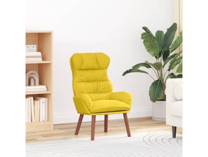 HEFZGDB Moderner ergonomischer Relaxsessel in Gelb Samt mit Holzrahmen und gepolsterten Armlehnen für optimalen Sitzkomfort und Entspannung