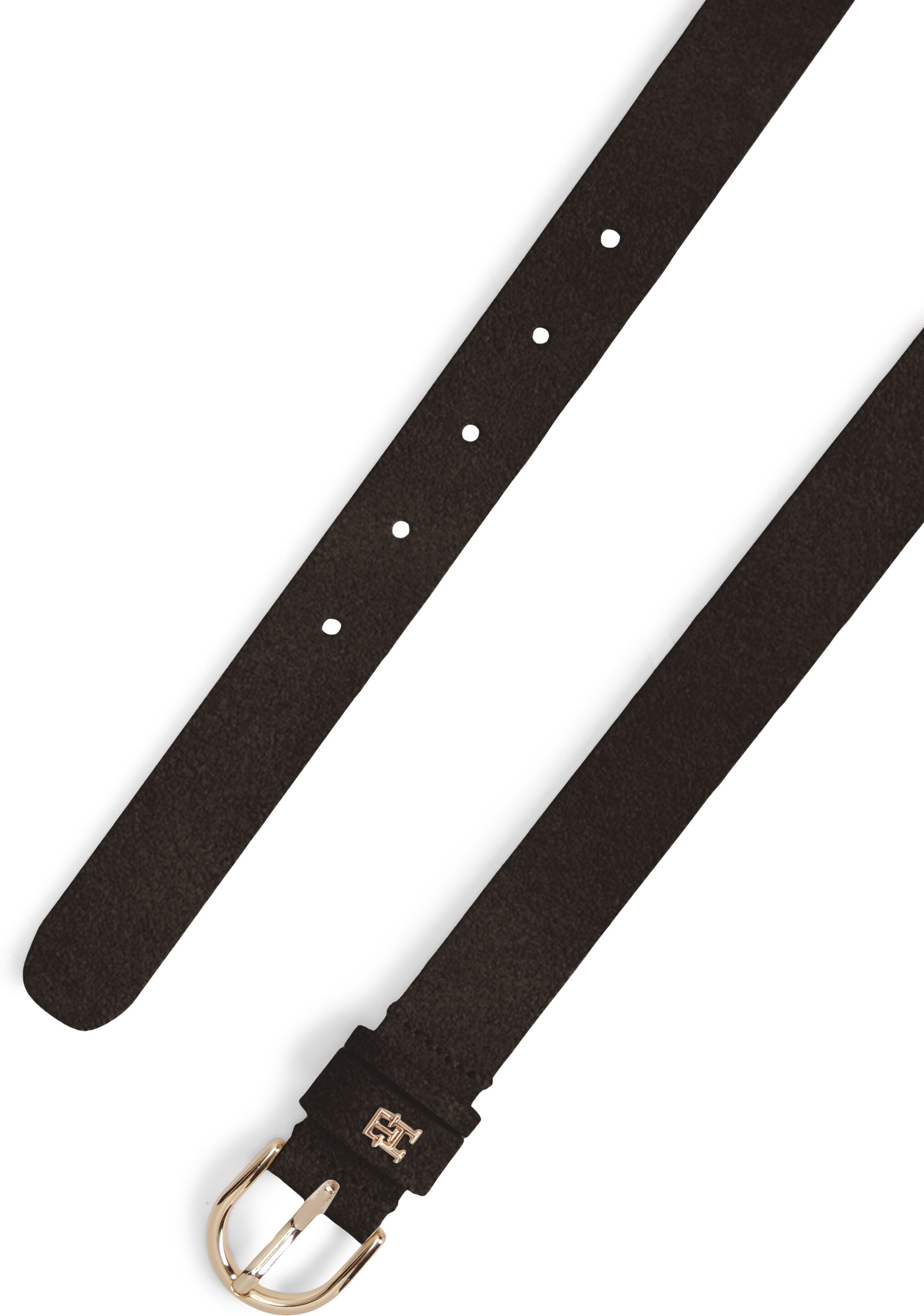 Ledergürtel TOMMY HILFIGER "ESSENTIAL EFFORTLESS SUEDE", Damen, Gr. 75, braun (fondant braun), Rindsleder, unifarben, Gürtel Ledergürtel, Regular fit und grössenverstellbar fondant braun 75