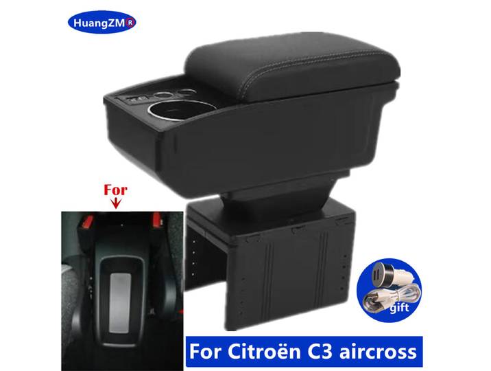 Boîte d'accoudoir pour Citroën C3 Aircross, accoudoir de voiture pour Citroën C3, boîte de rangement centrale double couche, accessoires intérieurs de rechange pour voiture.