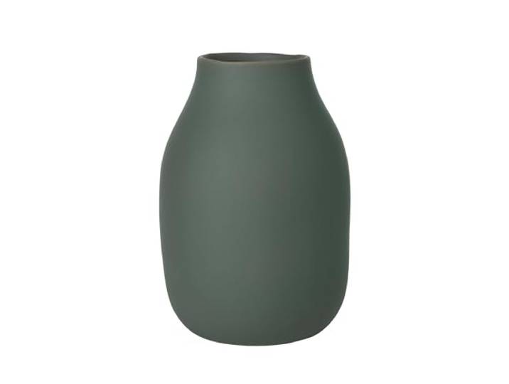 blomus -COLORA- Vase L aus Steingut\, Agave Green\, hergestellt in hochwertiger Handarbeit\, Elegante dekorative Tischvase\, flächenschonende Dekoration (H/B/T: 20 x 14 x 14 cm\, Agave Green\, 65704)
