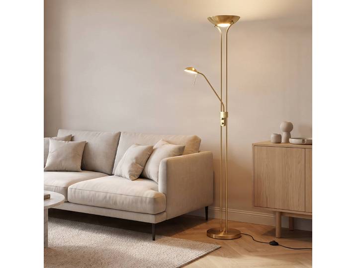 LED Deckenfluter Josefin Lindby, dimmbar, messing / gold, für Wohn- / Esszimmer, Metall, Modern, LED Stehlampe