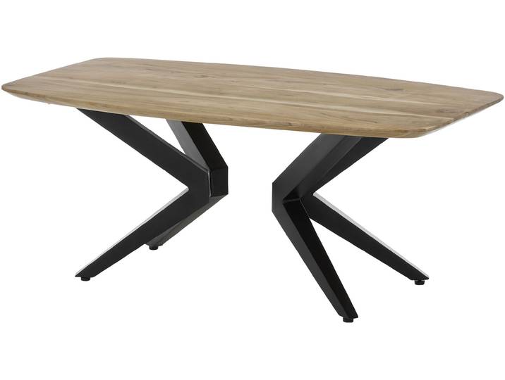 Couchtisch STOLKOM Bill Wohnzimmertisch Akazie Massivholz, BxHxT 110x45x60 cm , schwarz (akazie massiv, schwarz, akazie massiv), H:45cm, Tische, Couchtisch, Schweizer Kante, Industrial Style Akazie Massivholz