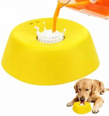 Uplift Picks CalmBite Slow Feeder Dog Bowl And Lick Mat For Healthy Feeding yellow