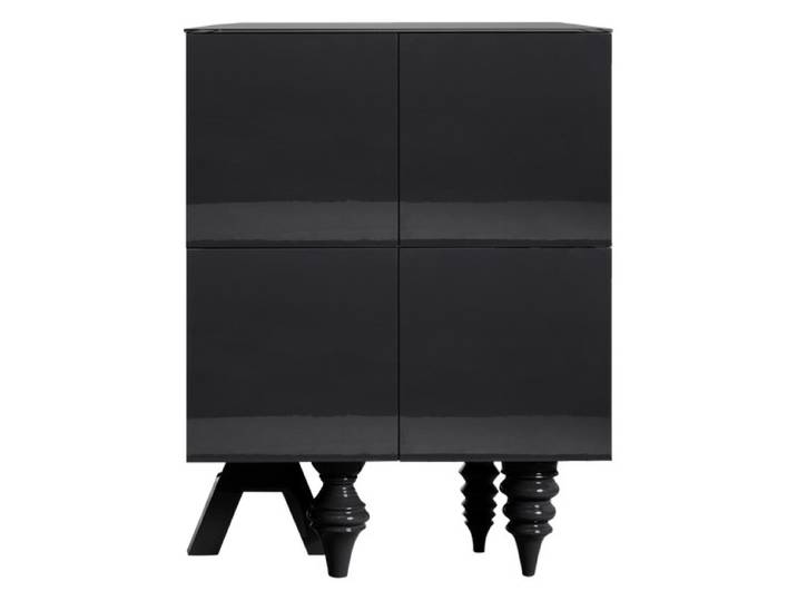 BD BARCELONA DESIGN meuble de rangement MULTILEG CABINET 100X130 (Noir - MDF laqué, verre, aulne massif)