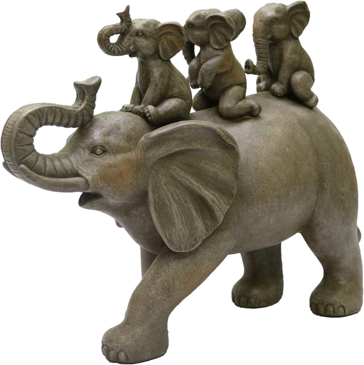 Decoratief Hars Beeldje: Moeder Olifant met Drie Baby Olifanten voor op de Tafel