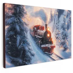 LEINWANDBILD Weihnachtszug - Schnee - Winter - Weihnachten XXL 150x100 cm