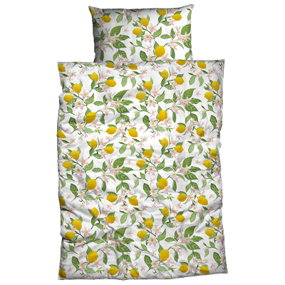 Bettwäsche CASATEX "Lemon", gelb (gelb, grün), B/L: 155cm x 220cm, 1 Stk., 1 Stk., Satin, B/L: 80cm x 80cm, 2 Stk., Satin, Obermaterial: 100% Baumwolle, Bettwäsche, Bettwäsche, kräftig sonnige Farben, tolles Design mit Zitronen