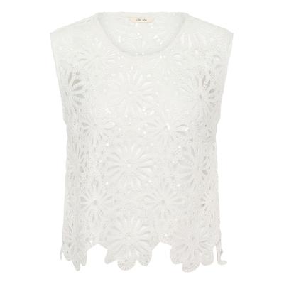 Kurzarmbluse CREAM "Damen Ärmellose CRMerinda", Damen, Gr. S, weiß (whisper weiß), Obermaterial: 100% Polyester PES., Blusen
