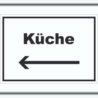HB-Druck Küche Aufkleber mit Text und Richtungspfeil links Kitchen cucina waagerecht A5 (148x210mm)