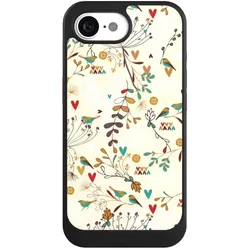 Nivocase Hülle für Apple iPhone 17e Handyhülle NIVOcore Case Schwarz Blumen Retro Vogel (Apple iPhone 17e), Smartphone Hülle, Schwarz