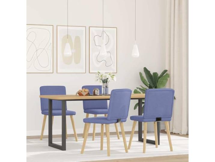 KTHLBRH 4er Set Esszimmerstühle Jeansblau Stoff mit Metall und Holz Gestell Stoffbezug atmungsaktiv, Metall-Holz-Gestell stabil, Schaumstoffpolsterung bequem, Einsatz in Esszimmer, Wohnzimmer,