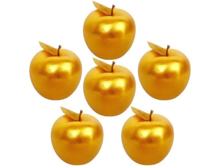 Goldene Künstliche Äpfel für Weihnachtsbaumdekoration 6er Set 7x8 cm