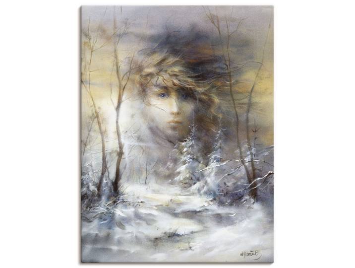 Leinwandbild ARTLAND Winter , weiss (farbe bild(er): weiß), B:60cm H:80cm, Bilder, Leinwandbild, auf Holzrahmen gespannt