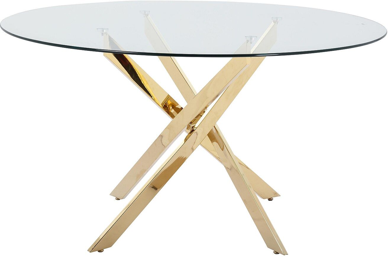Vente-unique Esstisch rund für 6 Personen - Sicherheitsglas & goldfarbenes Metall - Transparent - COSIMA