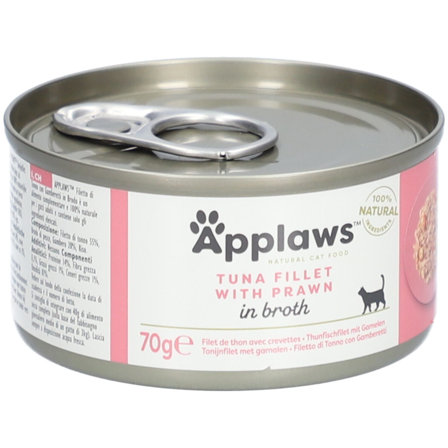 Applaws Nassfutter in der Dose mit Thunfischfilet und Garnele für Katzen 70 g Futter