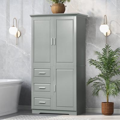 GDFStudio - Avery Tall and Wide Storage Cabinet with Drawers and Adjustable Shelves