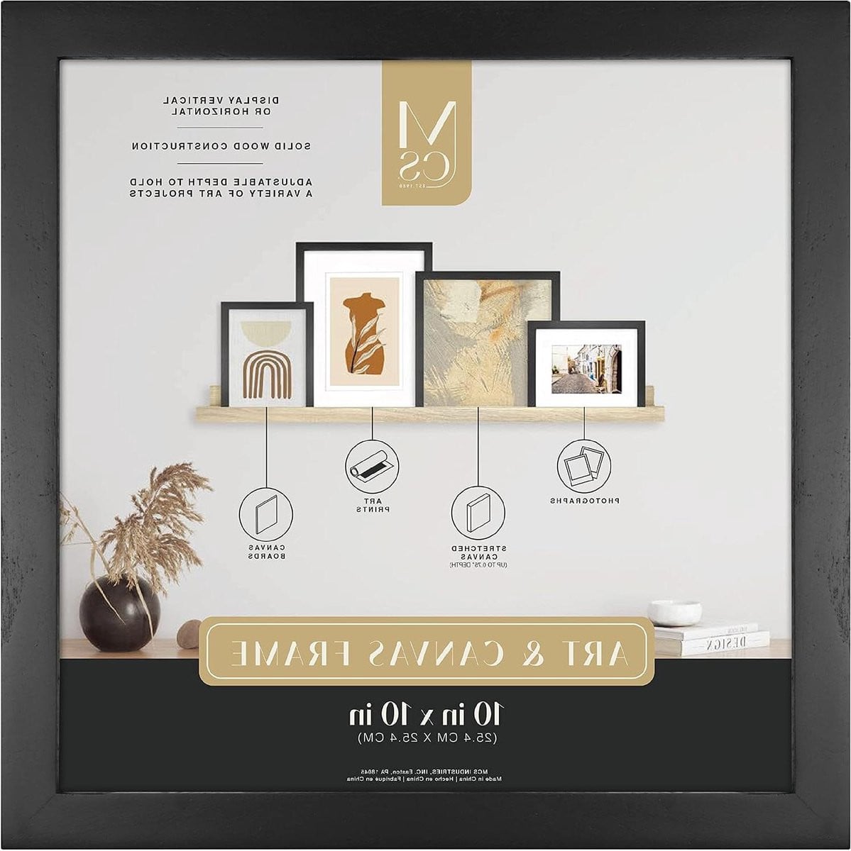 Houten Fotolijst Canvas Frame Wanddecoratie Zwart 10x10 Inch