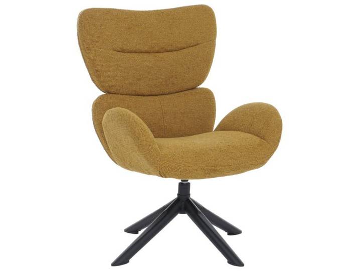 MCW Fauteuil de salon MCW-Q53 fauteuil pivotant en chenille (420 g/m²) jaune moutarde