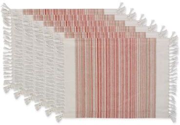 "DII Fringed Stripe Tabletoppers, 13x20"", Black, 6 Pieces"