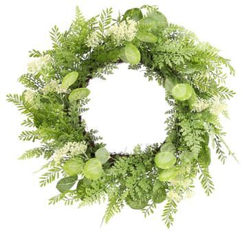 "Mixed Fern Foliage Wreath 27.5""D by Melrose in White"