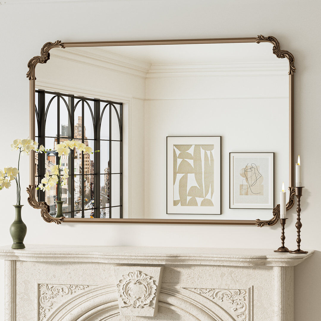 EUkeonjinn Accent Mirror Rectangle Decorative Wall Mirror Antique Gold 121.9cm x 81.3cm