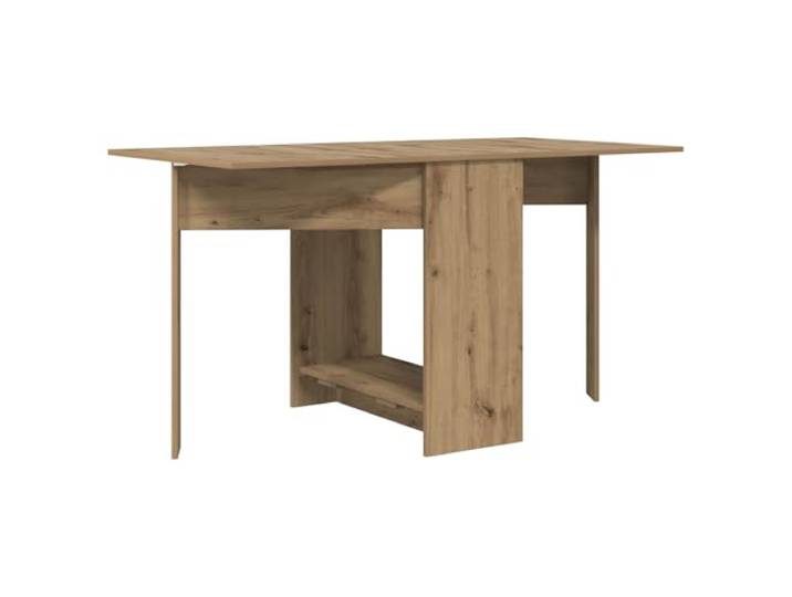 HAQWRDQSG Esstisch Klappbar 138x70x73.5cm Holzwerkstoff Artisan-Eiche Flexibler Küchentisch mit ausziehbarer Platte und praktischem Regal für Geschirr im Esszimmer.