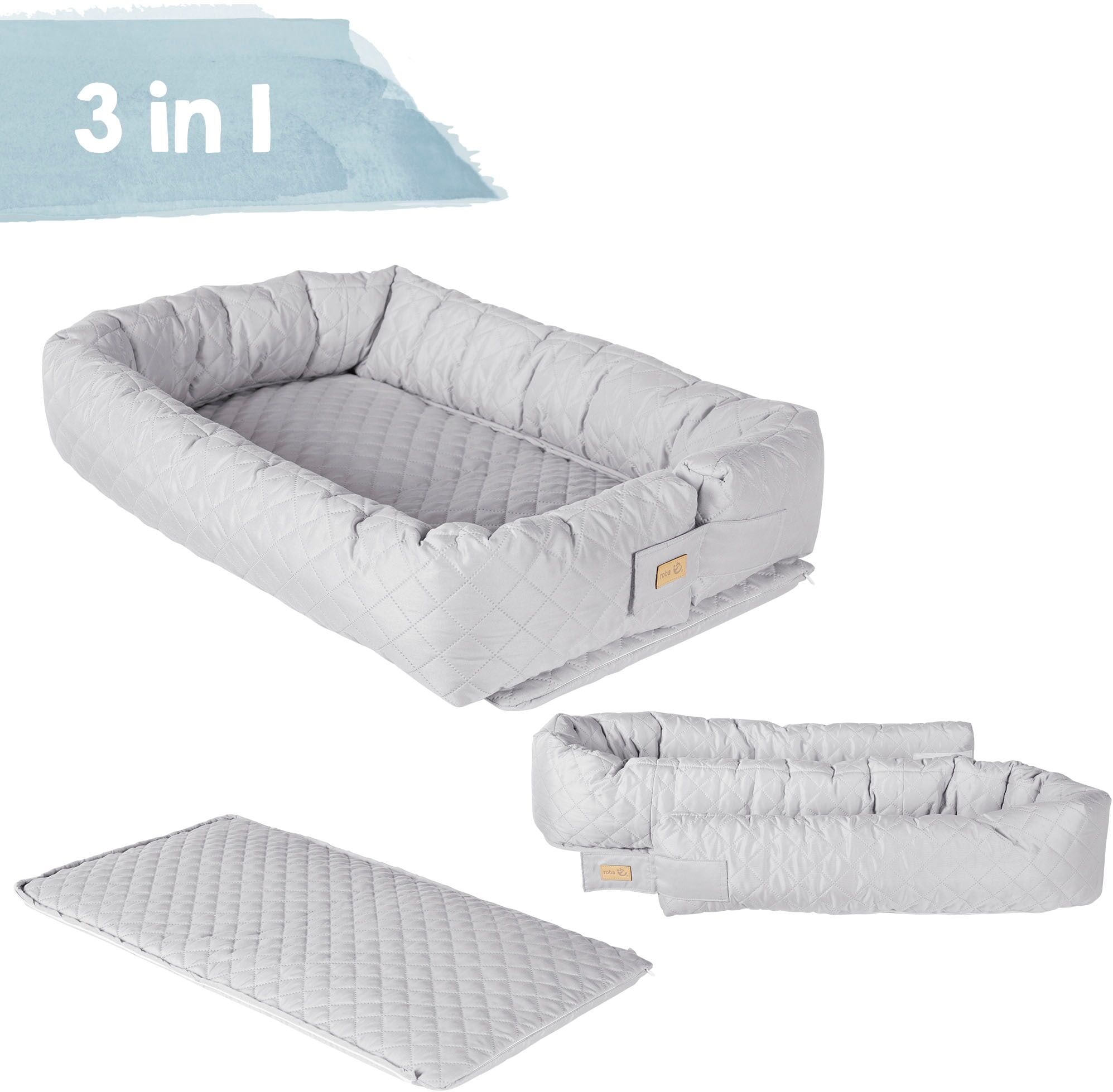 Kuschelnest ROBA "Babyounge, roba Style, silbergrau", grau (silbergrau), Obermaterial: 100% Polyester. Füllung: 100% Polyester, Bettnestchen, Kuschelnest, 3in1