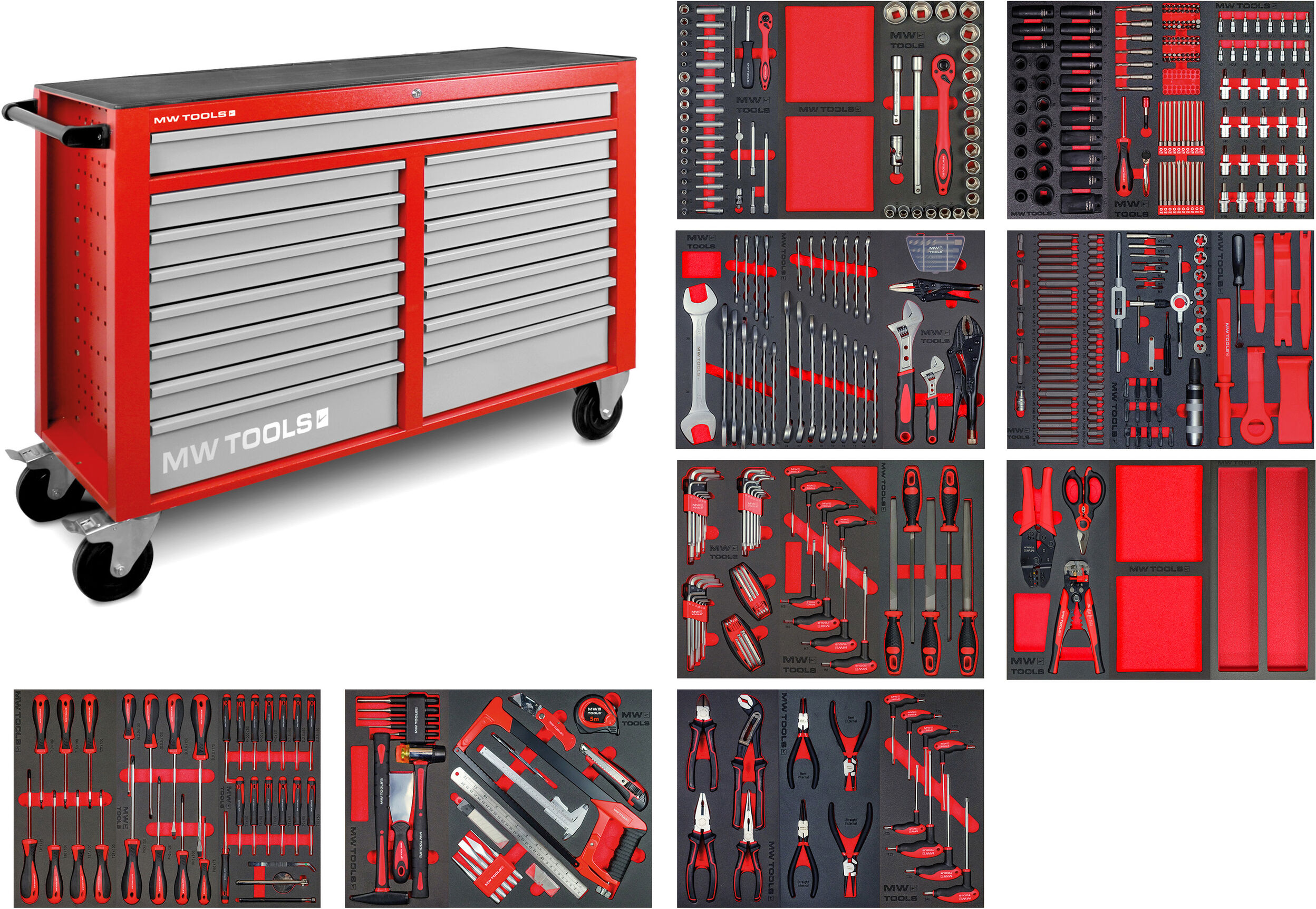 Servante d'atelier complète large XL 514 outils MW Tools MWE512G4