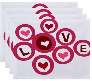E by Design Love in the Round Holiday Geometric Print Place Mat (Set of 4)