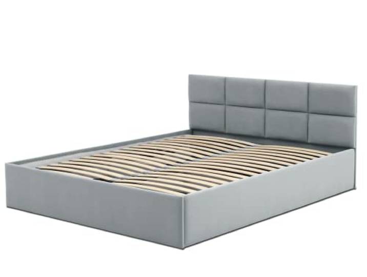 Mebligo - Polsterbett 180x200 mit Bettkasten, Bettgestell, Doppelbett mit Lattenrost, Schlafzimmer Bett mit Kopfteil, Stauraumbett Monos, Bett Ohne Matratze - Grau (Trinity 14)