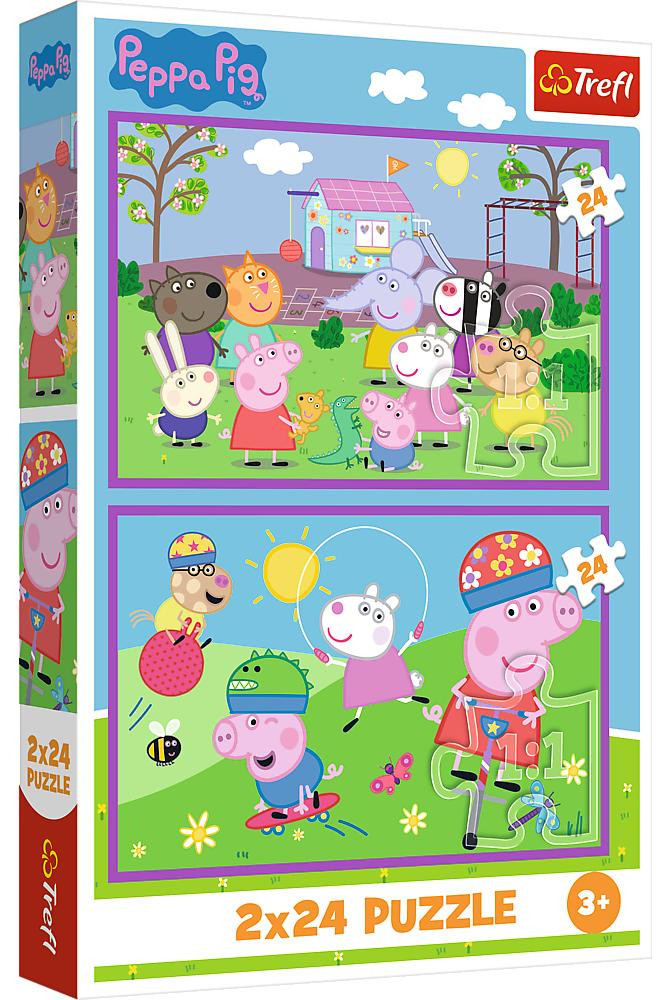 Trefl Peppa Pig Puzzel Peppa op de speelplaats 2x24 stukjes 34435