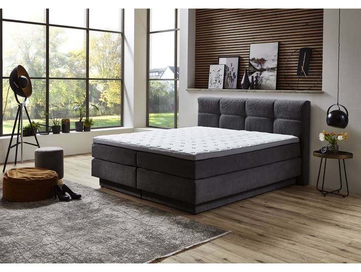 Sun Garden Boxspringbett Portage mit Bettkasten Grau 160 x 200 cm