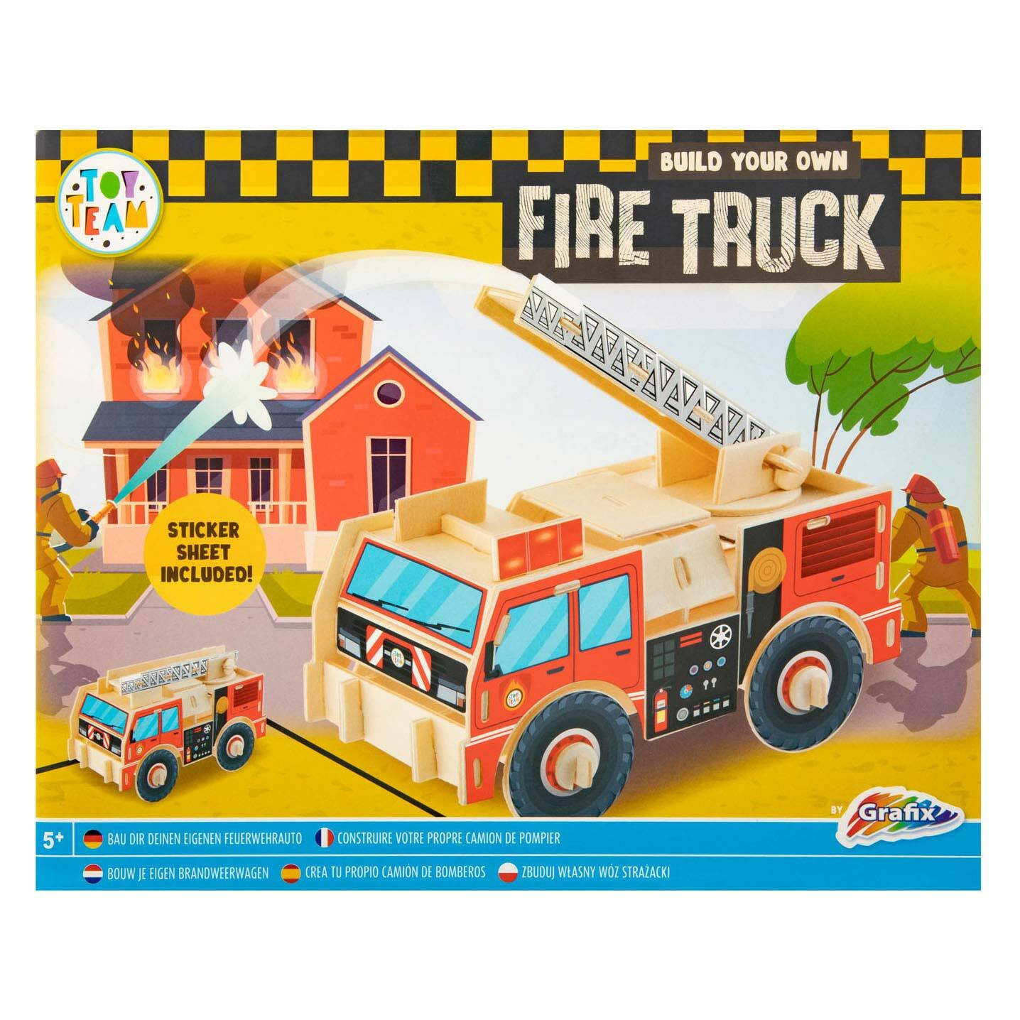 Grafix Houten 3D-model van een brandweerwagen