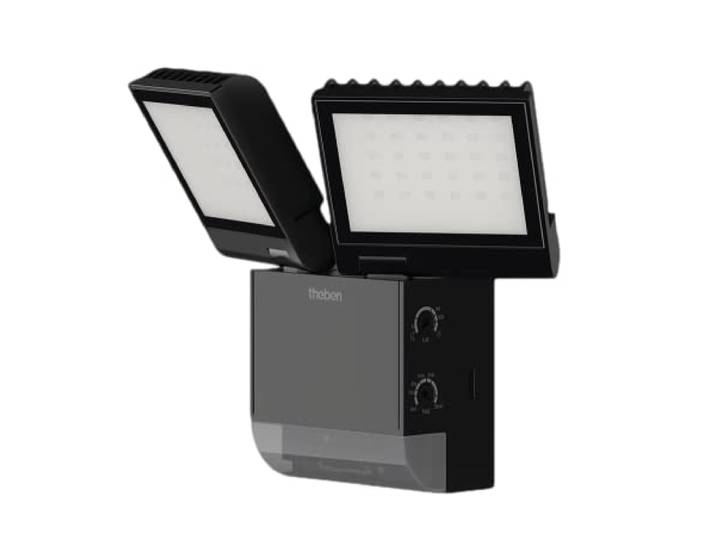 Theben 1020803 theLeda S17-100 BK Projecteur LED I détecteur de mouvement intégré I noir I 17 W I montage mural I température de couleur 4000 K I angle de détection 180° I portée de 10 m I orientable