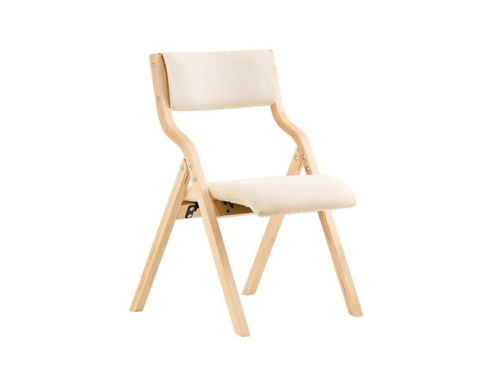 SoBuy Klappstuhl Birkenholz Gepolstert, 49x80x54cm, Weiß, Holzwerkstoff, Holz, 41x44x50 cm, Esszimmer, Stuhl, Klappstühle