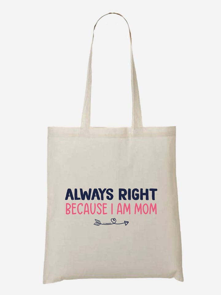 WOOOP Stoffbeutel "Always Right" in Creme - (B)36 x (H)43 cm - onesize