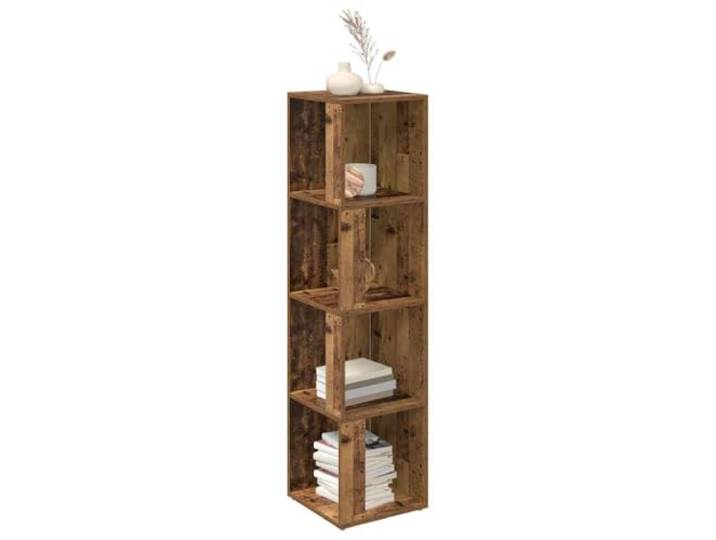 KTHLBRH Eckregal aus Altholz 33 x 33 x 132 cm aus Spanplatte Platzsparendes Design, leicht zu reinigen, großer Behälter für Bücher und Zeitschriften